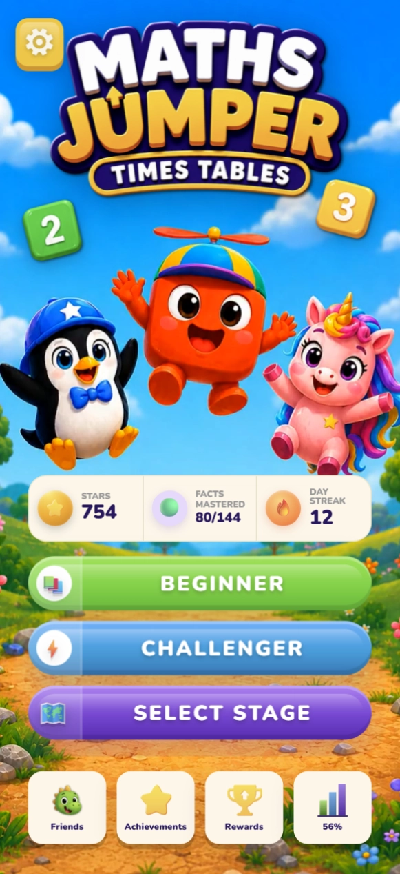 Maths Jumper home screen